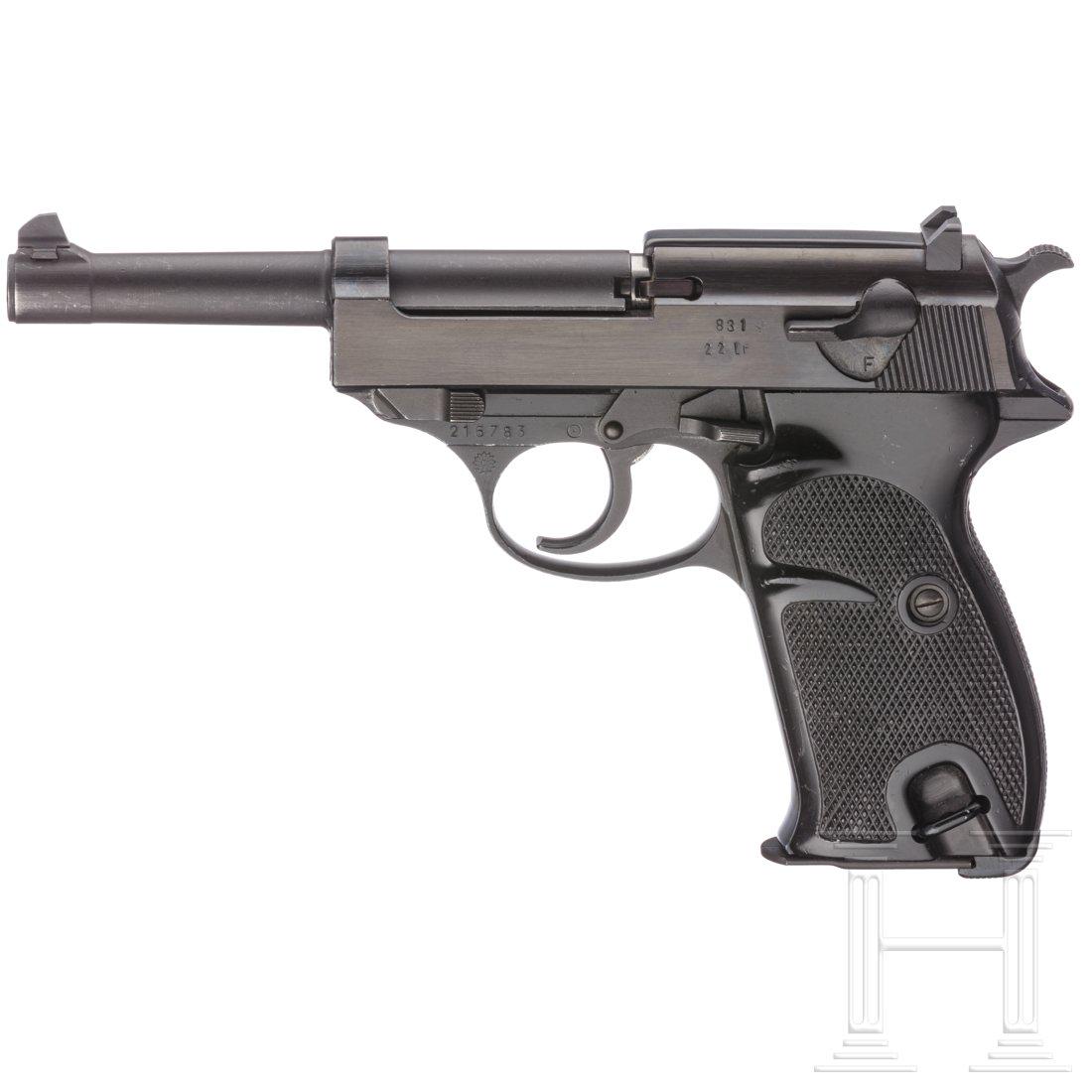 A Manurhin Pistolet P 1, with conversion kit, Police: A Manurhin Pistolet P 1, with conversion kit, Police Berlin-WestCal. 9 mm Luger / .22 l.r., SN. 216783 / 831, bright bore. Ten shots. German proof marks. Slide of conversion kit only marked with seria