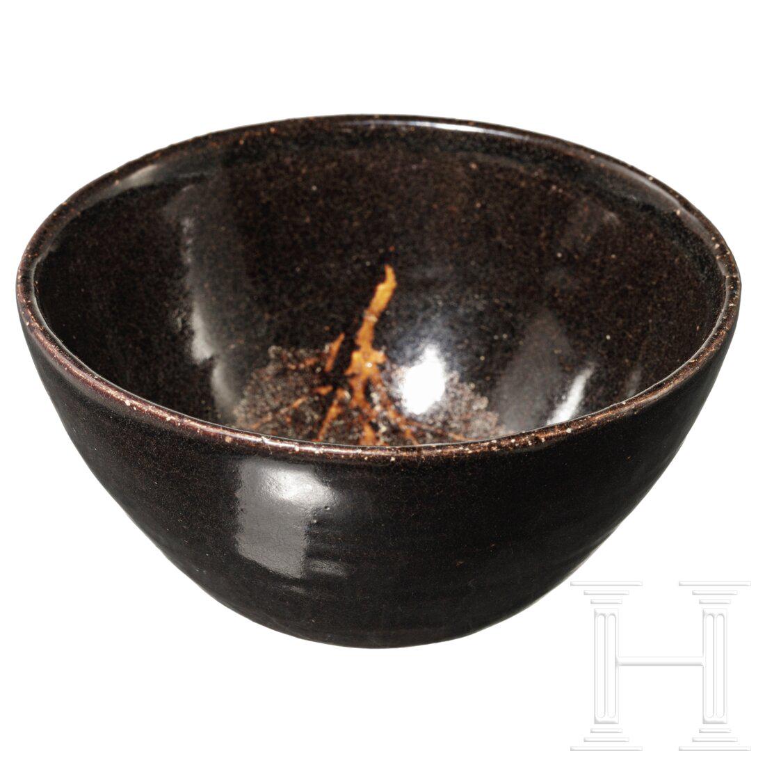 A leaf-decorated Chinese Jizhou bowl, Song Dynasty (1 of 6)