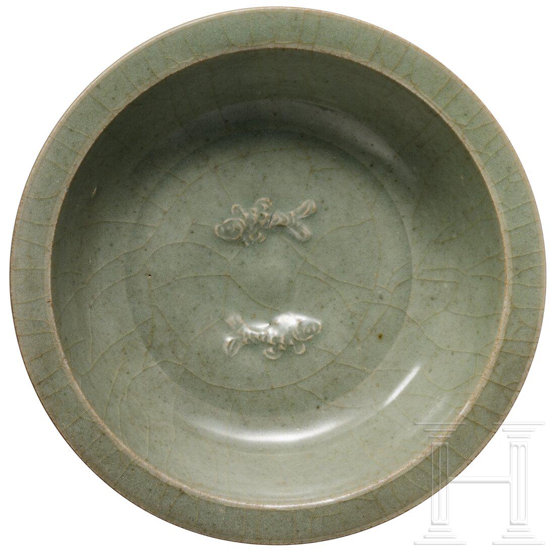 A Chinese Longquan "Twin Fish" dish, Song Dynasty (1 of 6)