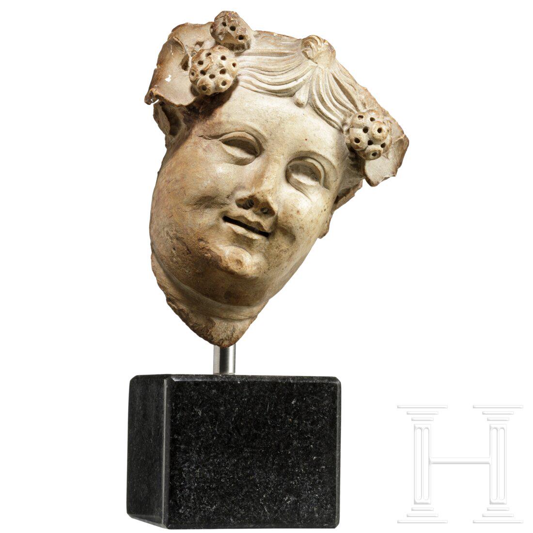 A marble head of Dionysus, Hellenistic - Roman (1 of 5)