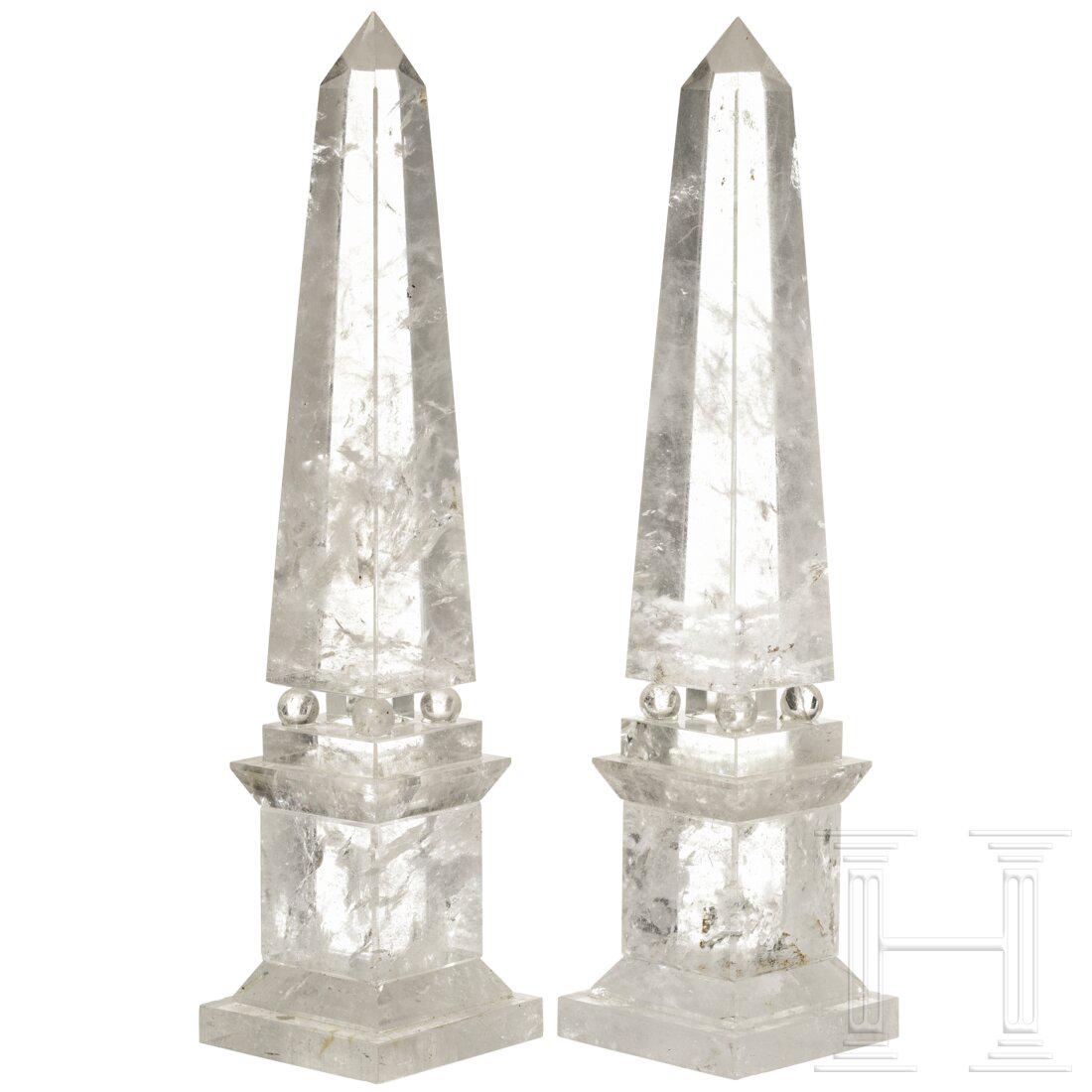 A pair of French mountain crystal obelisks, 19th (1 of 3)