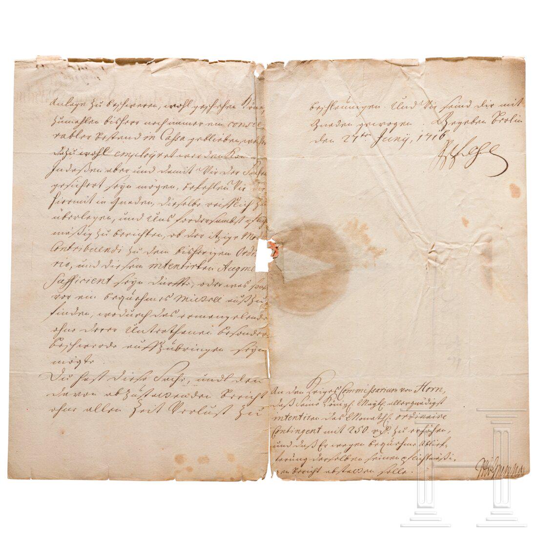 Prussia - King Friedrich Wilhelm I, an autograph, dated (1 of 3)