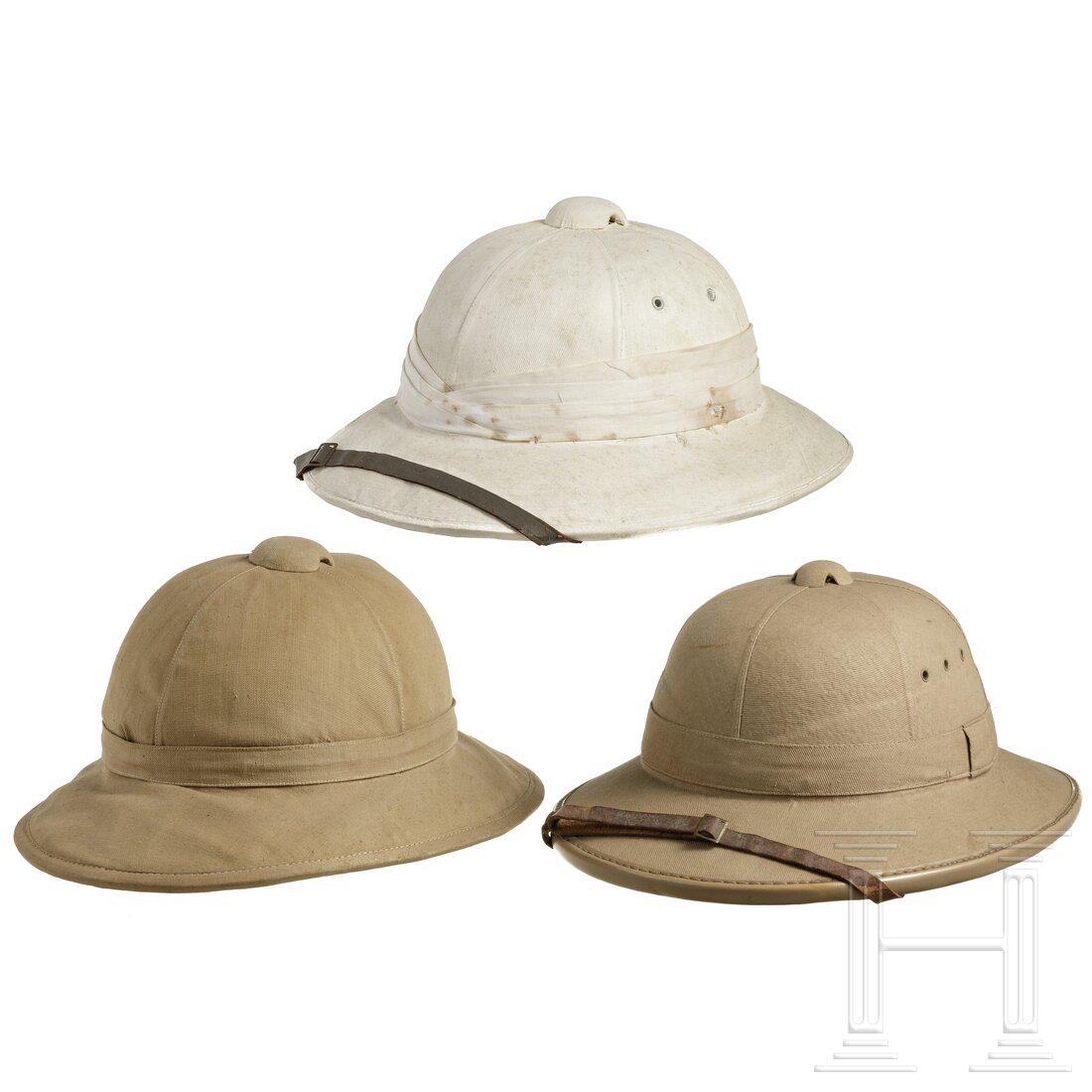 Three French colonial pith helmets (1 of 8)
