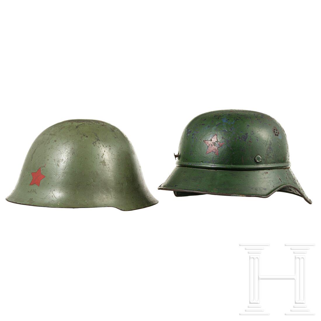 Two Yugoslav steel helmets with red star, 1940s - 1960s (1 of 8)