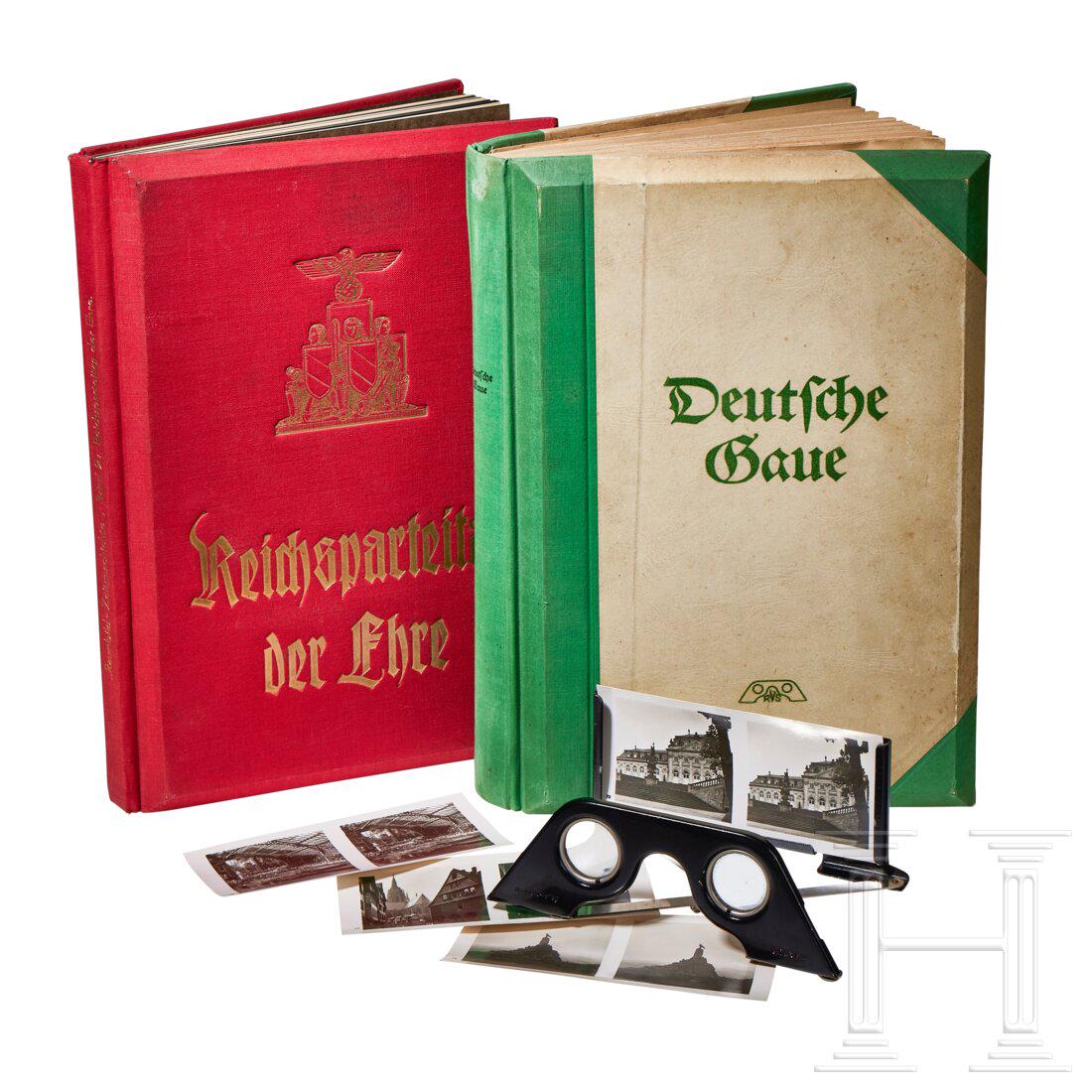 RBA “Reichsparteitag der Ehre” and “Deutsche Gaue”: RBA “Reichsparteitag der Ehre” and “Deutsche Gaue”“Reichsparteitag der Ehre” 100 photographic plates, “Deutsche Gaue” 200 photographic plates, each with stereoscope viewer and supporti