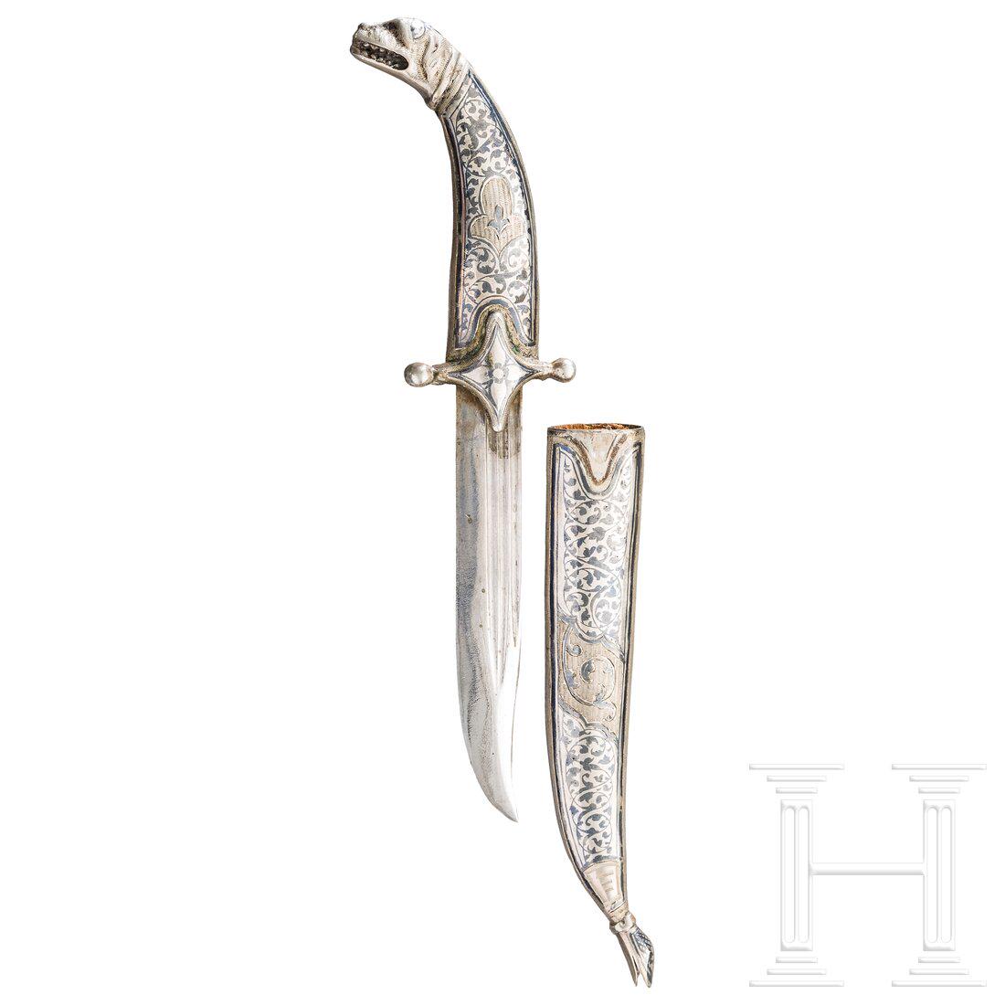 A Caucasian silver mounted dagger with niello, dated (1 of 3)