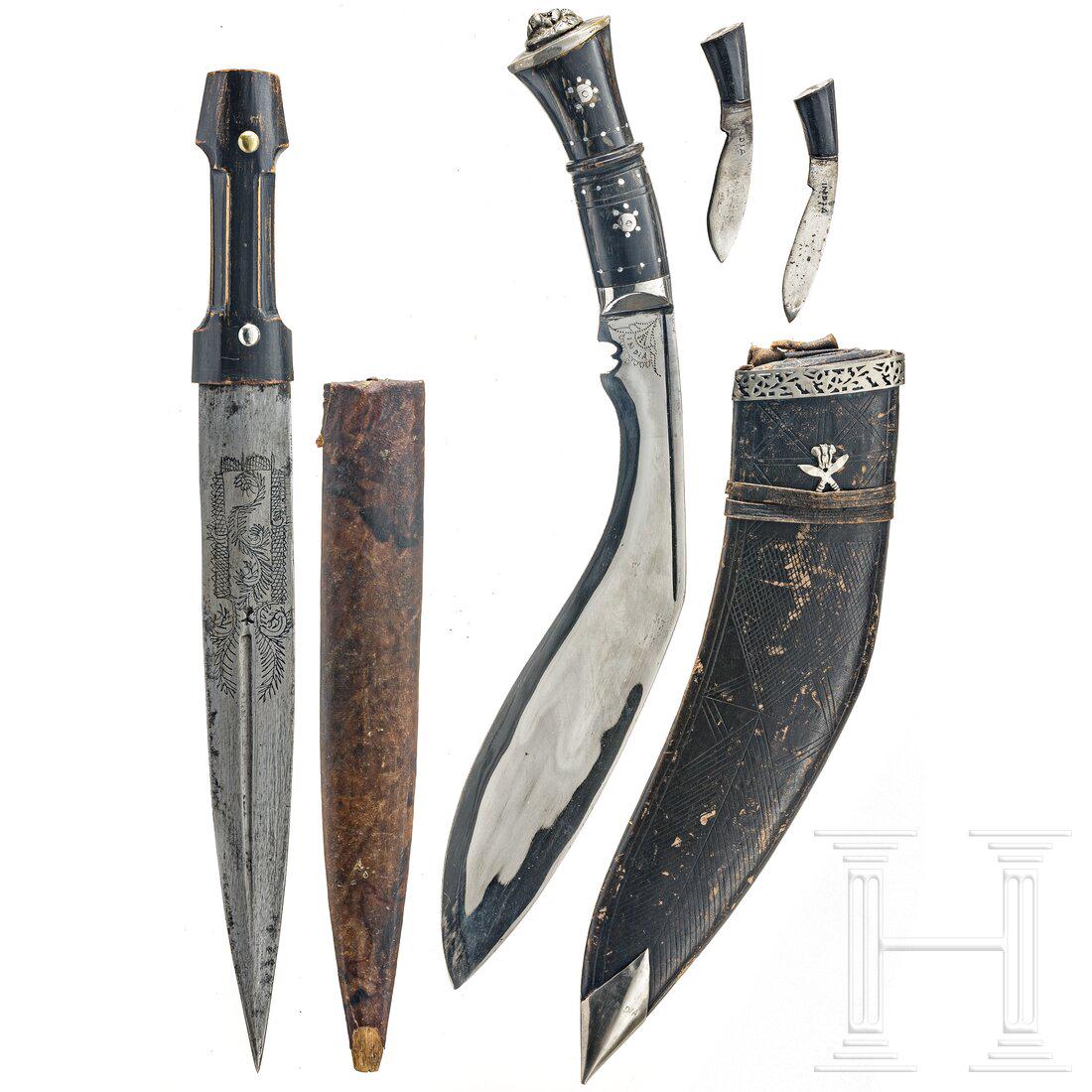 A Caucasian and Indish kinjal and a khukri, 19th/20th (1 of 3)