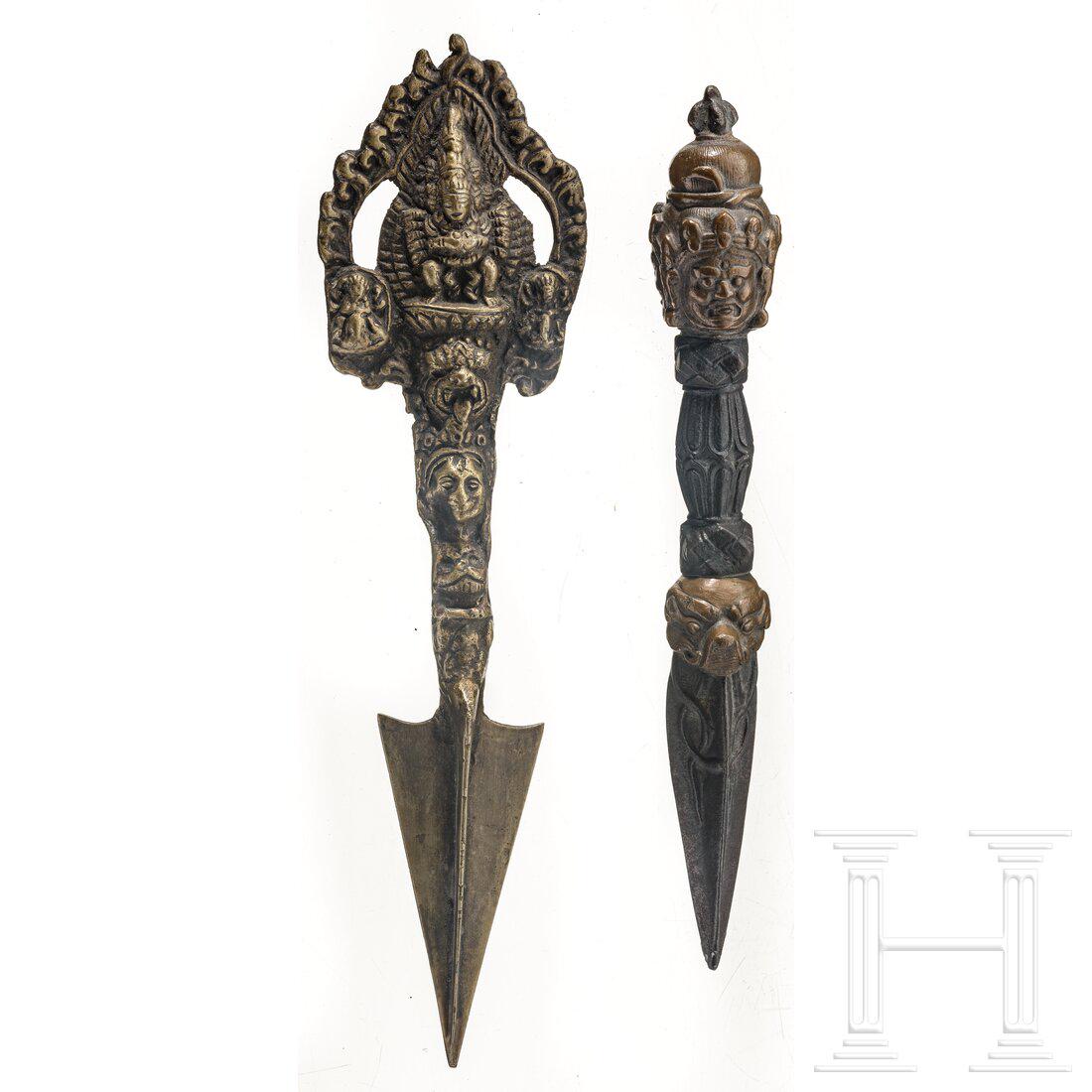 Two Tibetan phurbu, 20th century (1 of 4)