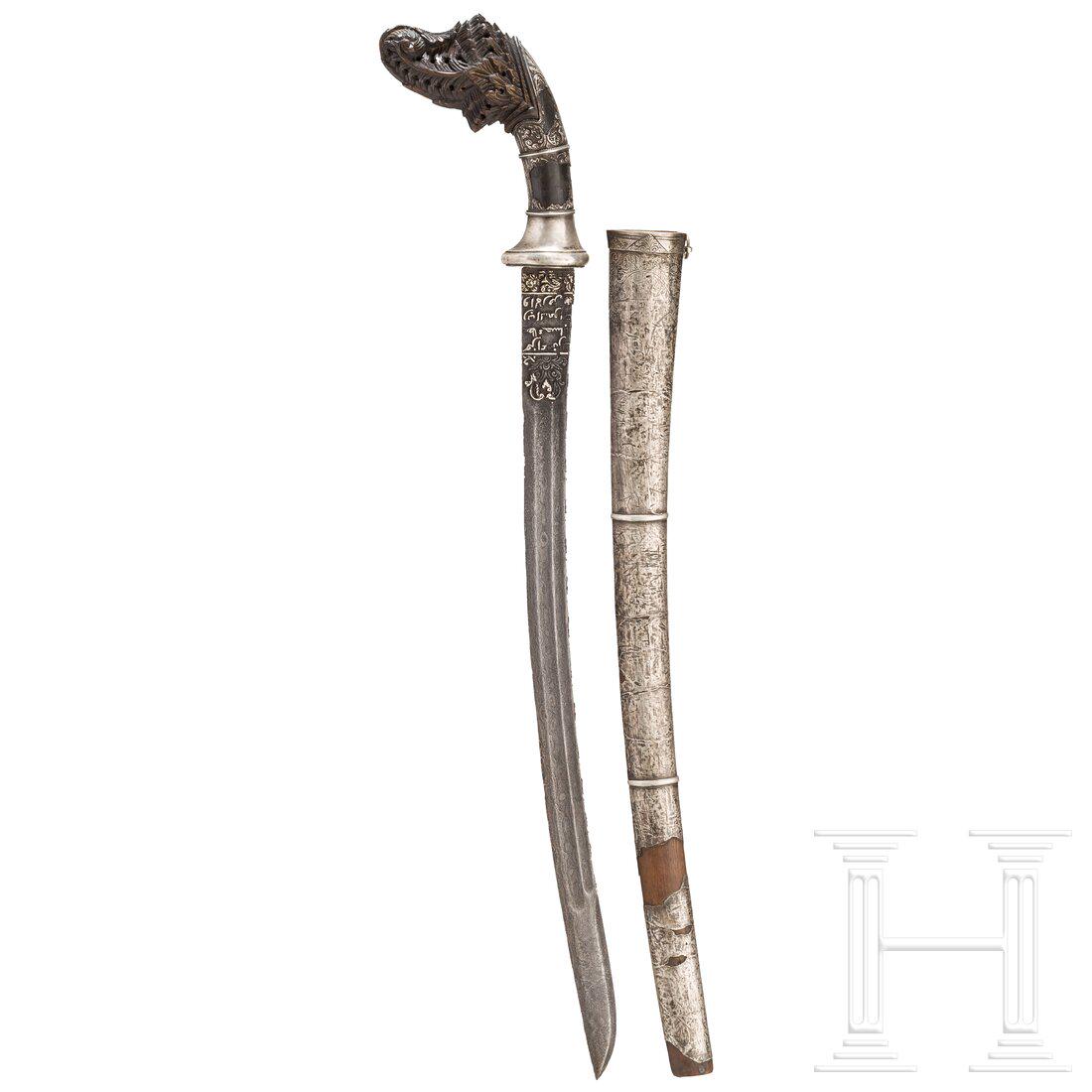 An Indonesian klewang with silver incrusted Damascus (1 of 3)