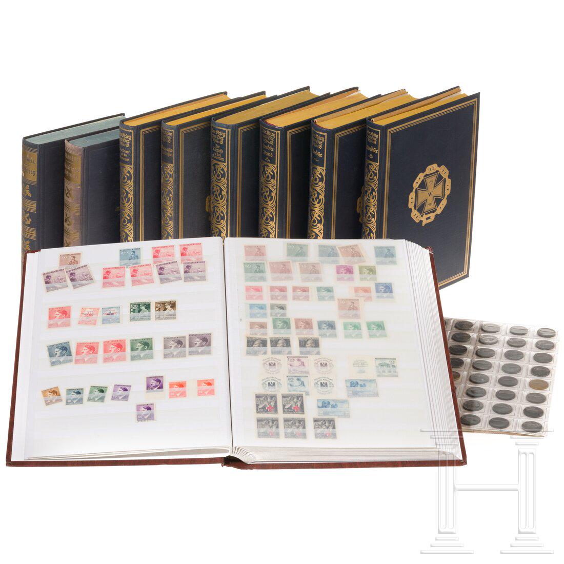 Rudolf and Ilse Heß - books and stamps: Rudolf and Ilse Heß - books and stamps Acht Bände aus seiner Marinebibliothek: "Der Krieg zur See 1914 - 18", "Nordsee", Bd. 2, 4 und 6, "Überwasserstreitkräfte", "Der Kampf um die