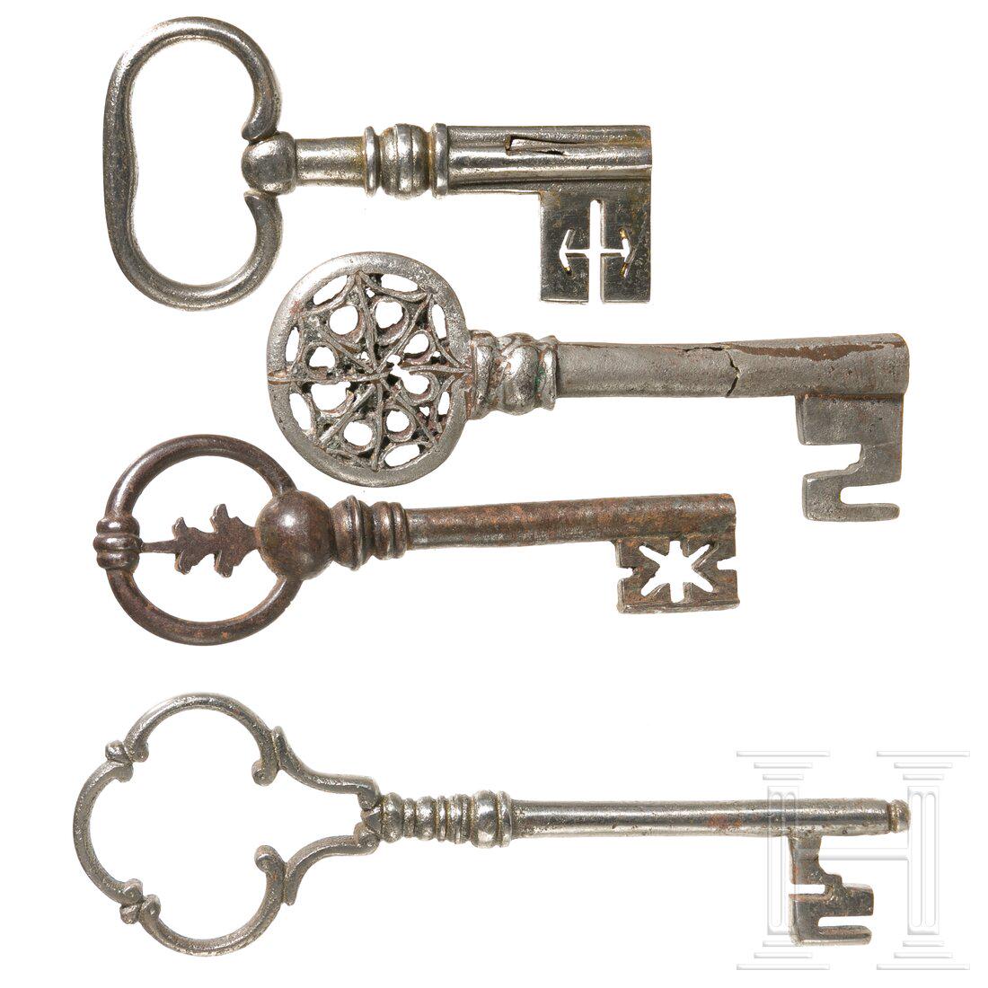 Four German iron keys (one Venetian), 16th - 18th century (1 of 2)