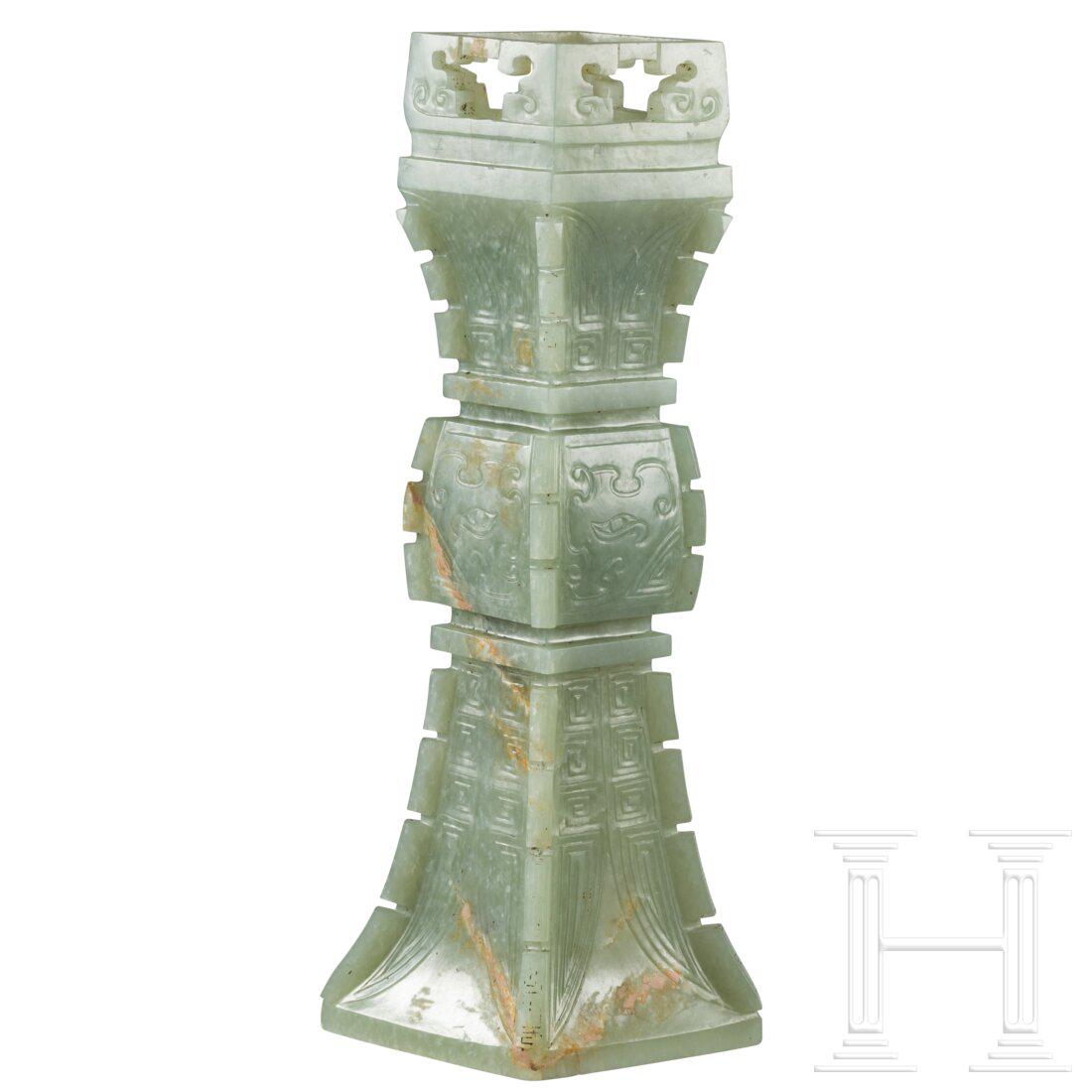 A Chinese Gu vase made of jade, 20th century (1 of 4)