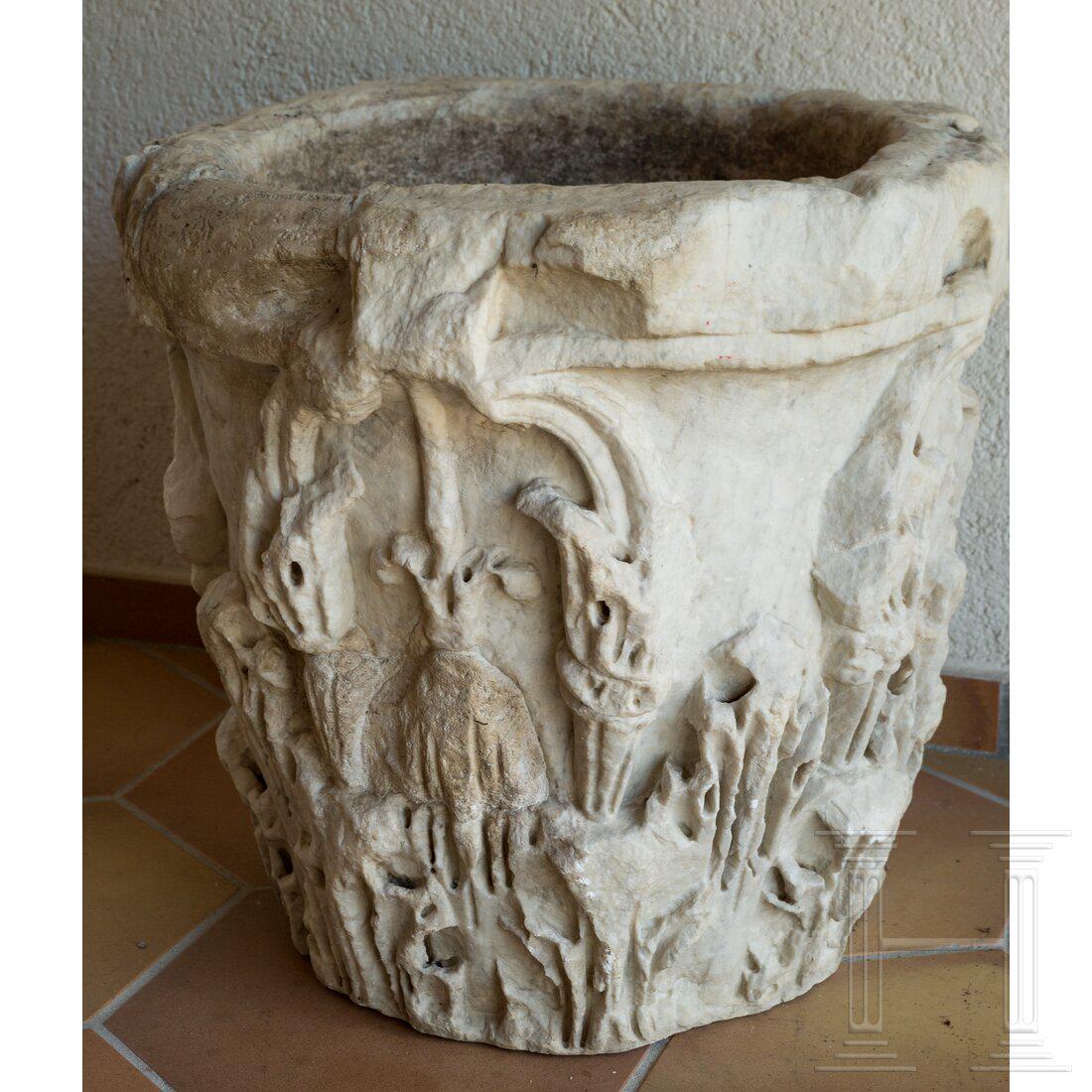 A large Italian marble column capital, 13th/14th century (1 of 4)