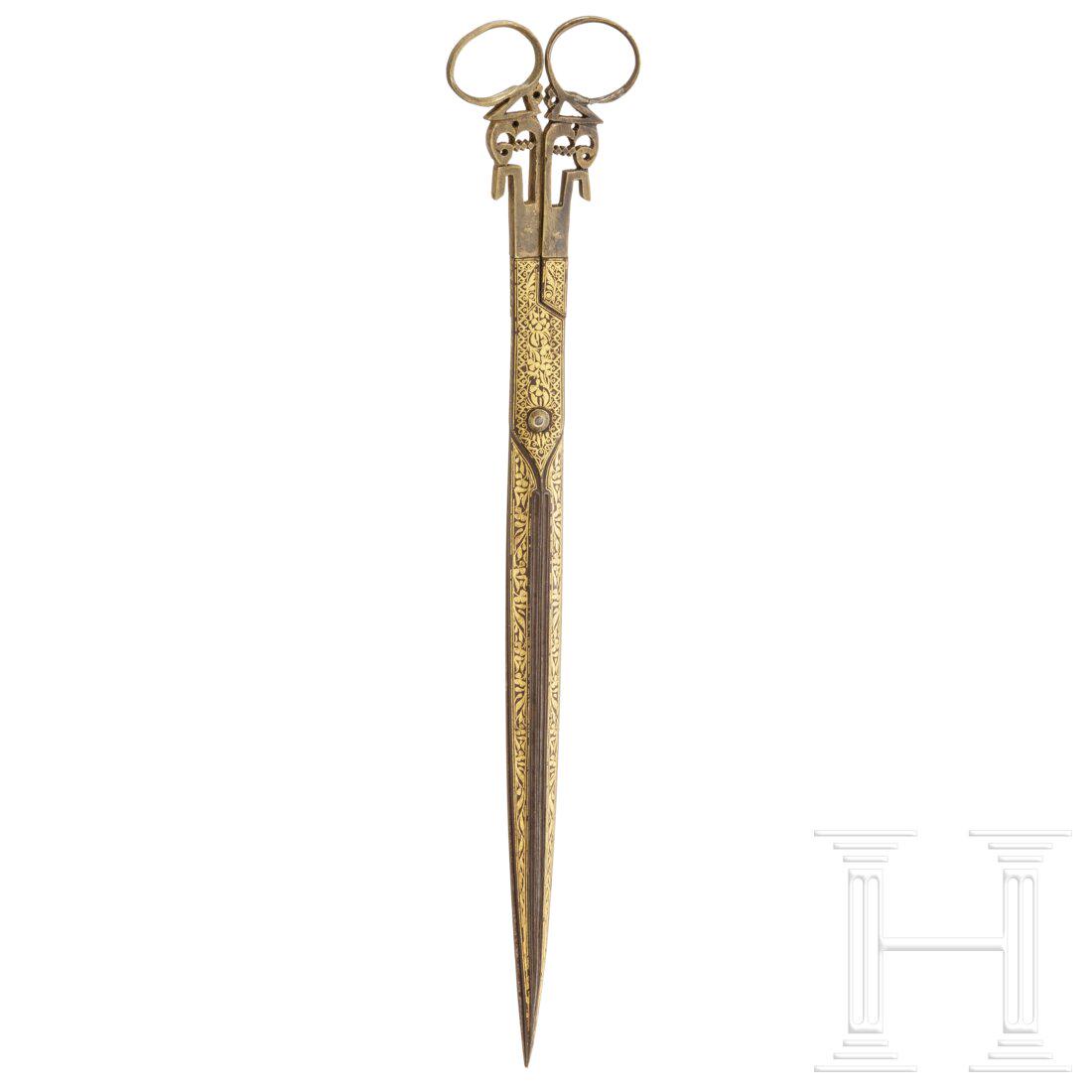 A pair of gold-damascened Ottoman calligrapher's scissors, 19th century (1 of 5)