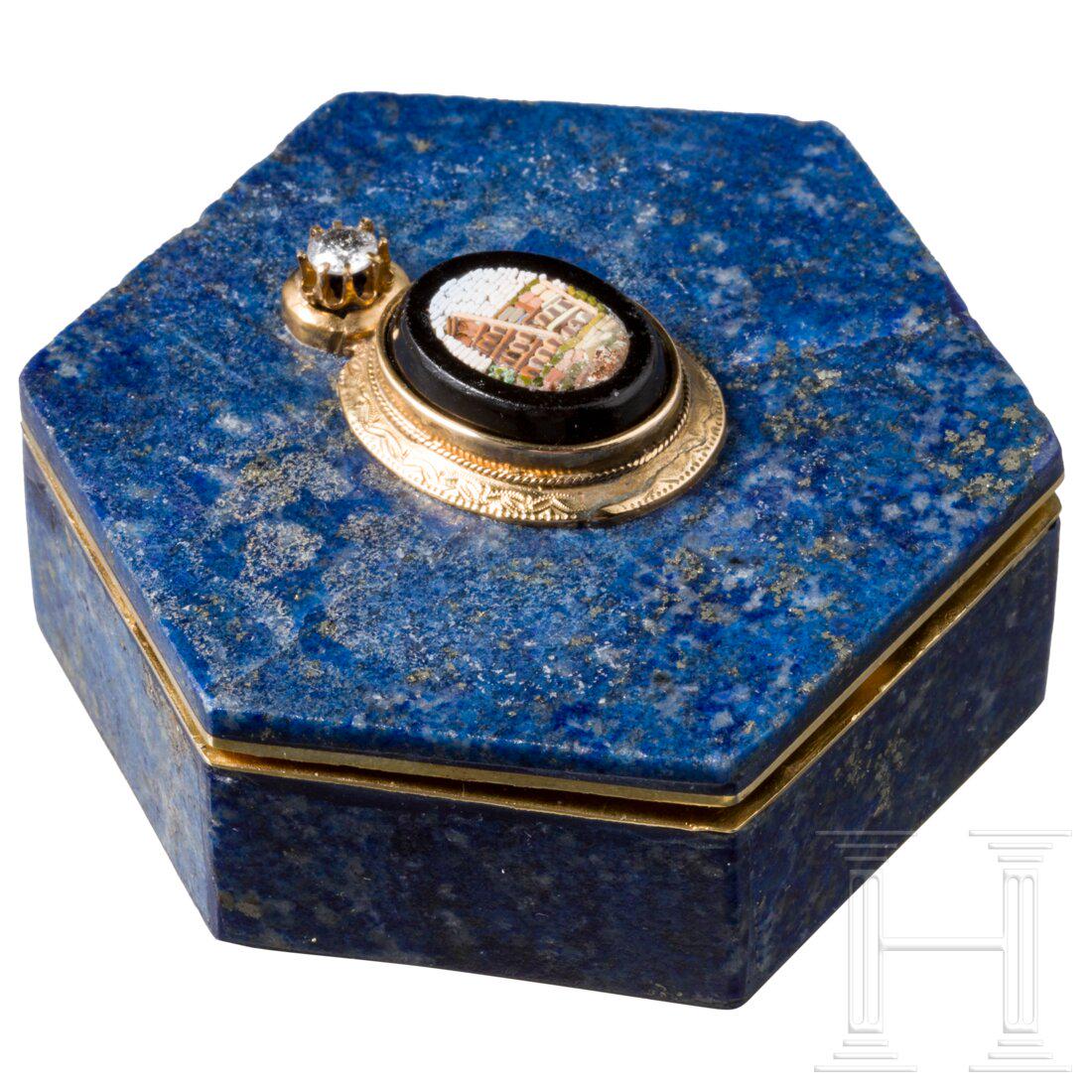 A diamond, lapis lazuli and micro-mosaic snuffbox (1 of 4)