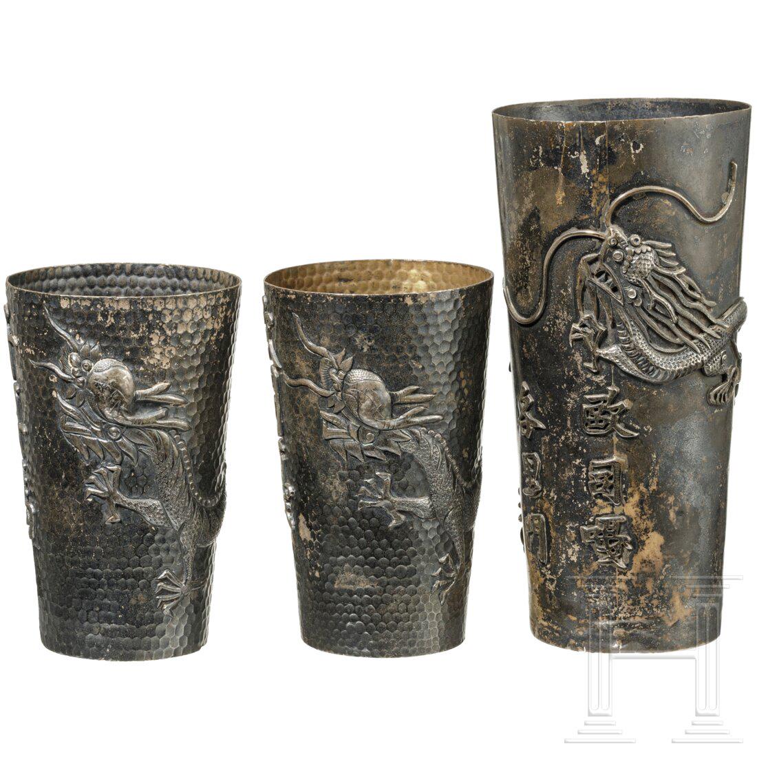 Three Chinese export silver beakers, Tianjin, circa 1900 (1 of 6)