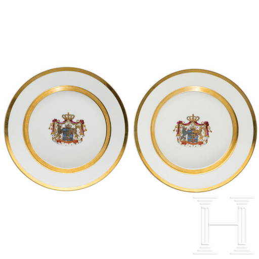 King Wilhelm I of WÃ¼rttemberg (1781 1864) two KPM dessert plates