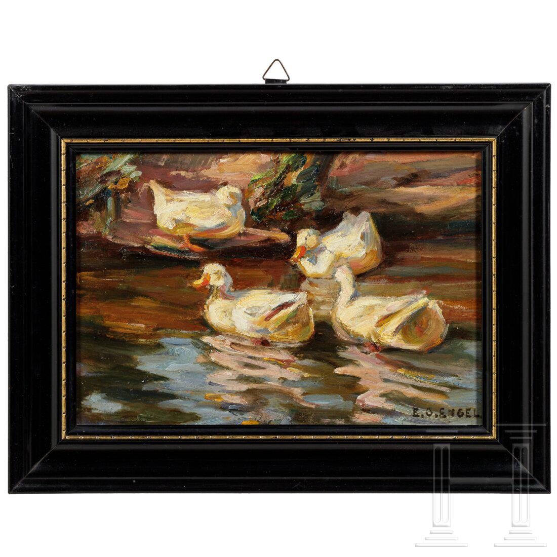 Erich Otto Engel (1866 - 1943) - "Swimming Ducks" (1 of 5)
