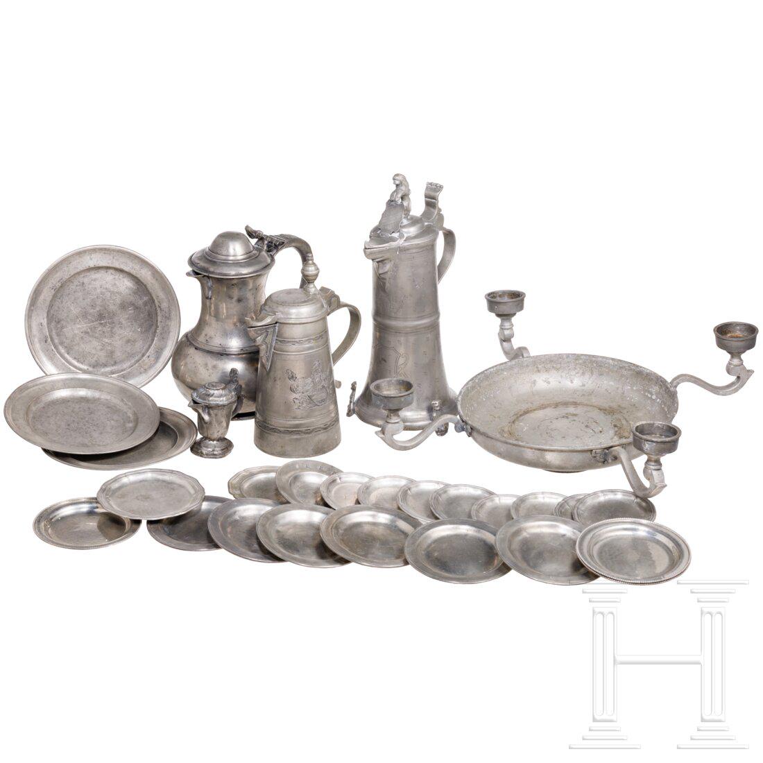 A group of German and English pewter objects, 18th - 20th century (1 of 6)