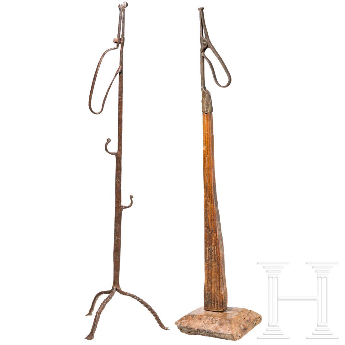 Two southern German iron pine torch holders, 18th century (1 of 2)