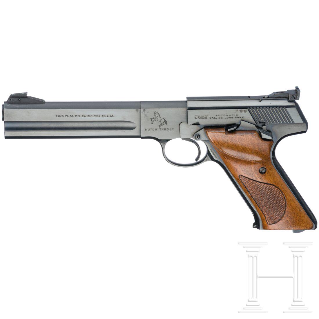Colt Woodsman Match Target: Colt Woodsman Match TargetSN. 236224-5, blanker Lauf, LÃ¤nge 6". ZehnschÃ¼ssig. Fertigung und deutscher Beschuss 1969. Mikrovisier. Standardbeschriftung. VollstÃ¤ndige, originale HochglanzbrÃ¼
