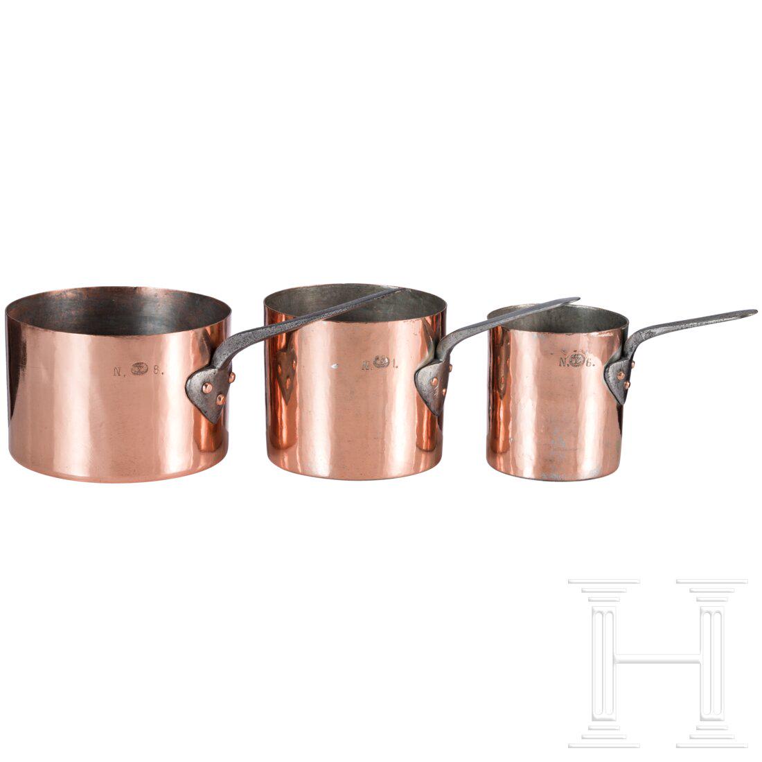 Three copper casseroles, Marienburg Castle, mid-19th century (1 of 3)