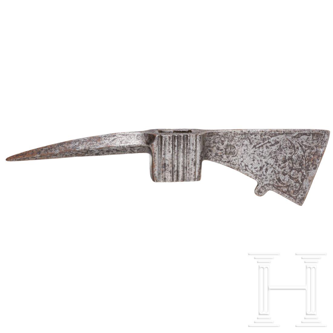An etched head of a German battle axe, 17th century (1 of 4)