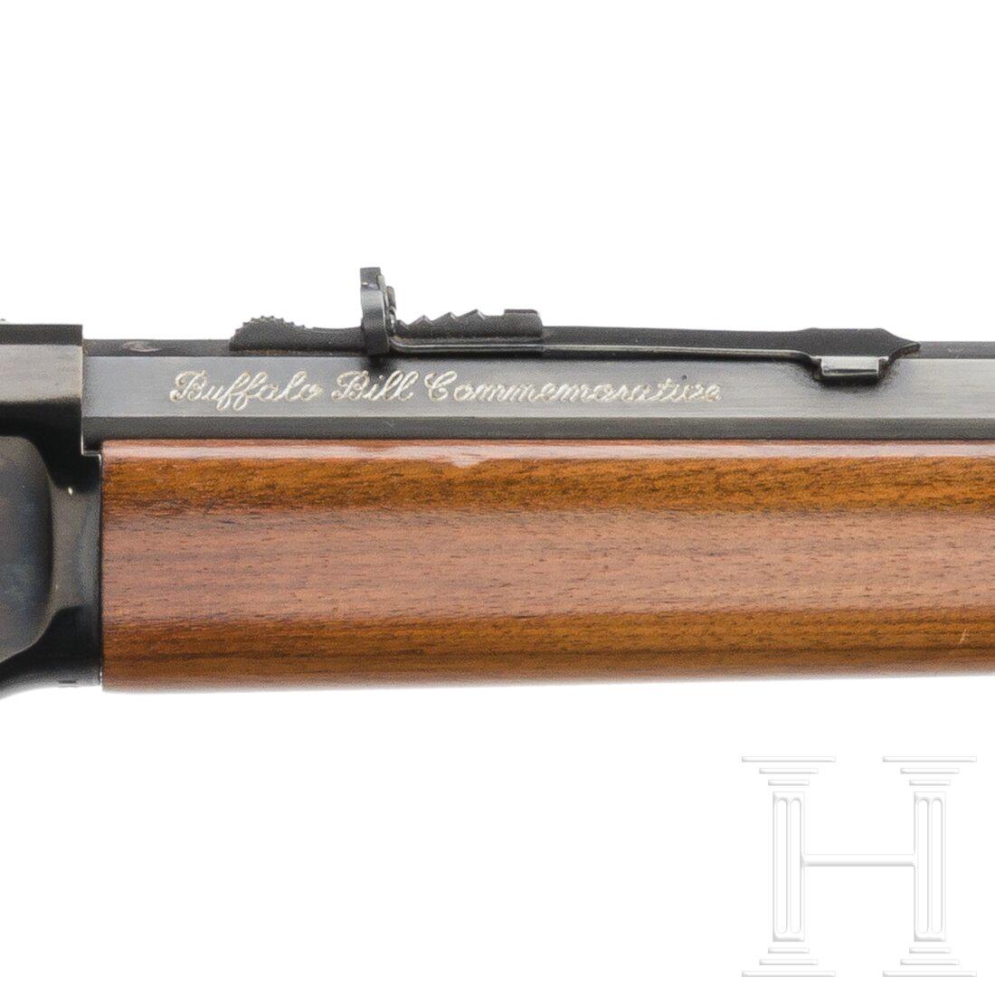 Winchester Mod. 1894, Buffalo Bill Commemorative: Winchester Mod. 1894, Buffalo Bill CommemorativeCal. .30-30Win, SN. WC45876, blanker Oktagonallauf, LÃ¤nge 20". Ã–sterreichischer Beschuss Ferlach 1993. Vollmagazin. VollstÃ¤ndige originale Br�