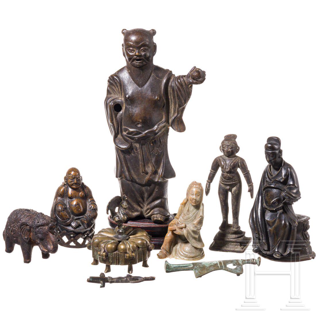 A small group of Asian bronze figurines, Chinese and Indian, 20th century (1 of 5)