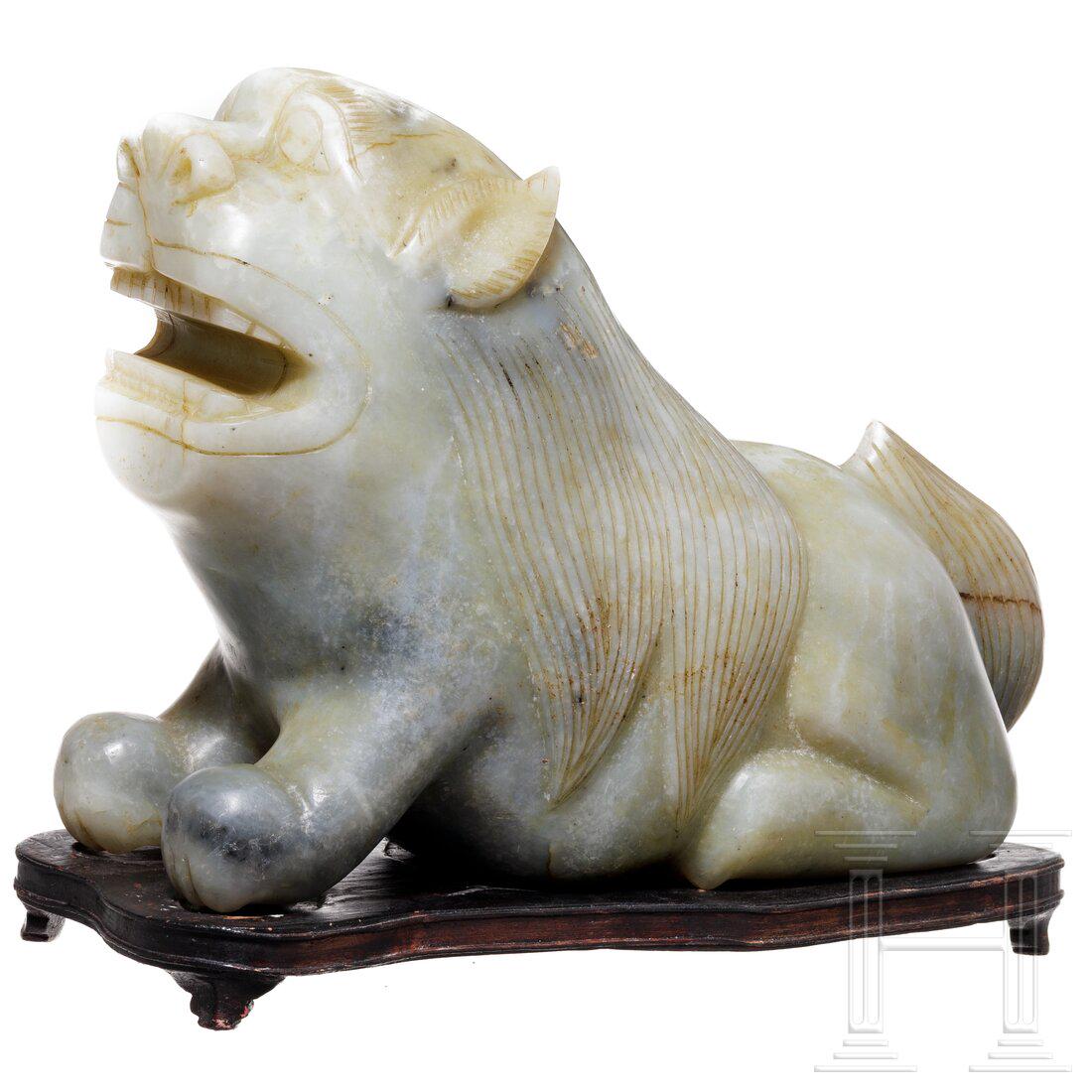 A Massive Chinese Foo Dog Statue Made Of Jade, 20th Century Auction