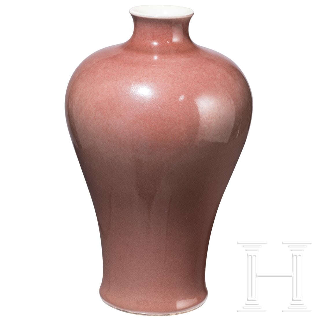 A Chinese copper-red glazed Meiping vase with Qianlong six-character mark, probably from this time (1 of 14)