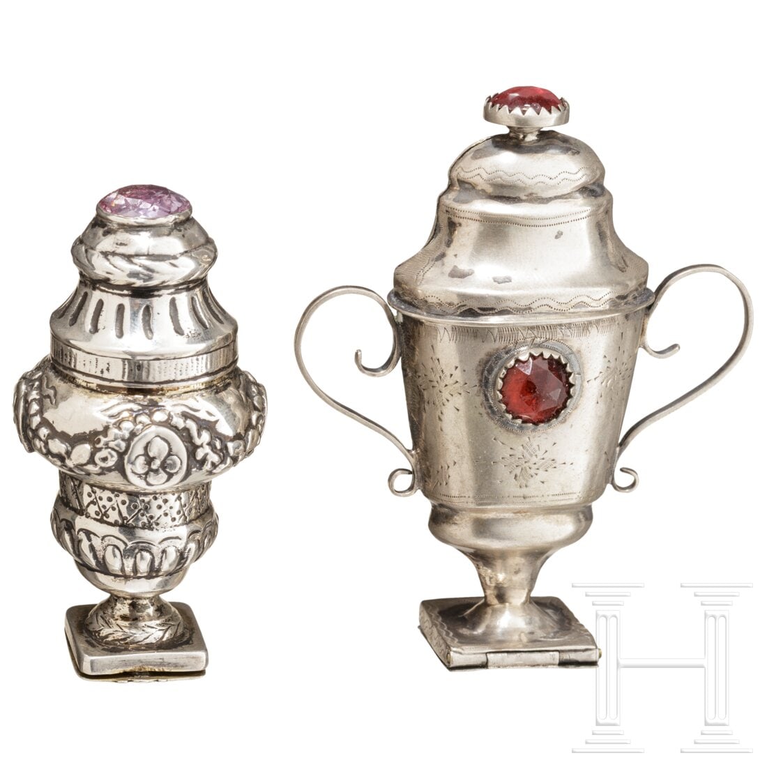 Two partially gilt German silver scent bottles, 18th century (1 of 5)