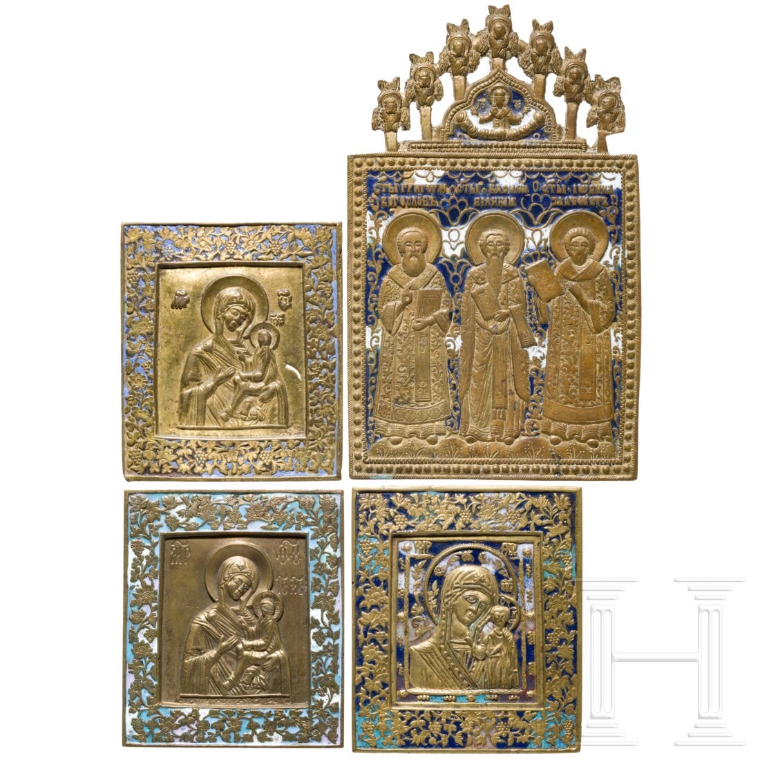 Four Russian enamelled bronze icons, 19th century (1 of 4)