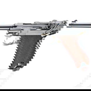 A Luger pistol by DWM, Mod. 1900, Bulgarian contract: A Luger pistol by DWM, Mod. 1900, Bulgarian contractCal. 7,65mmLuger, SN. 20324, matching numbers. Firing pin and safety unnumbered. Barrel length 120 mm, the bore worn out. Eight shots. No modern pro