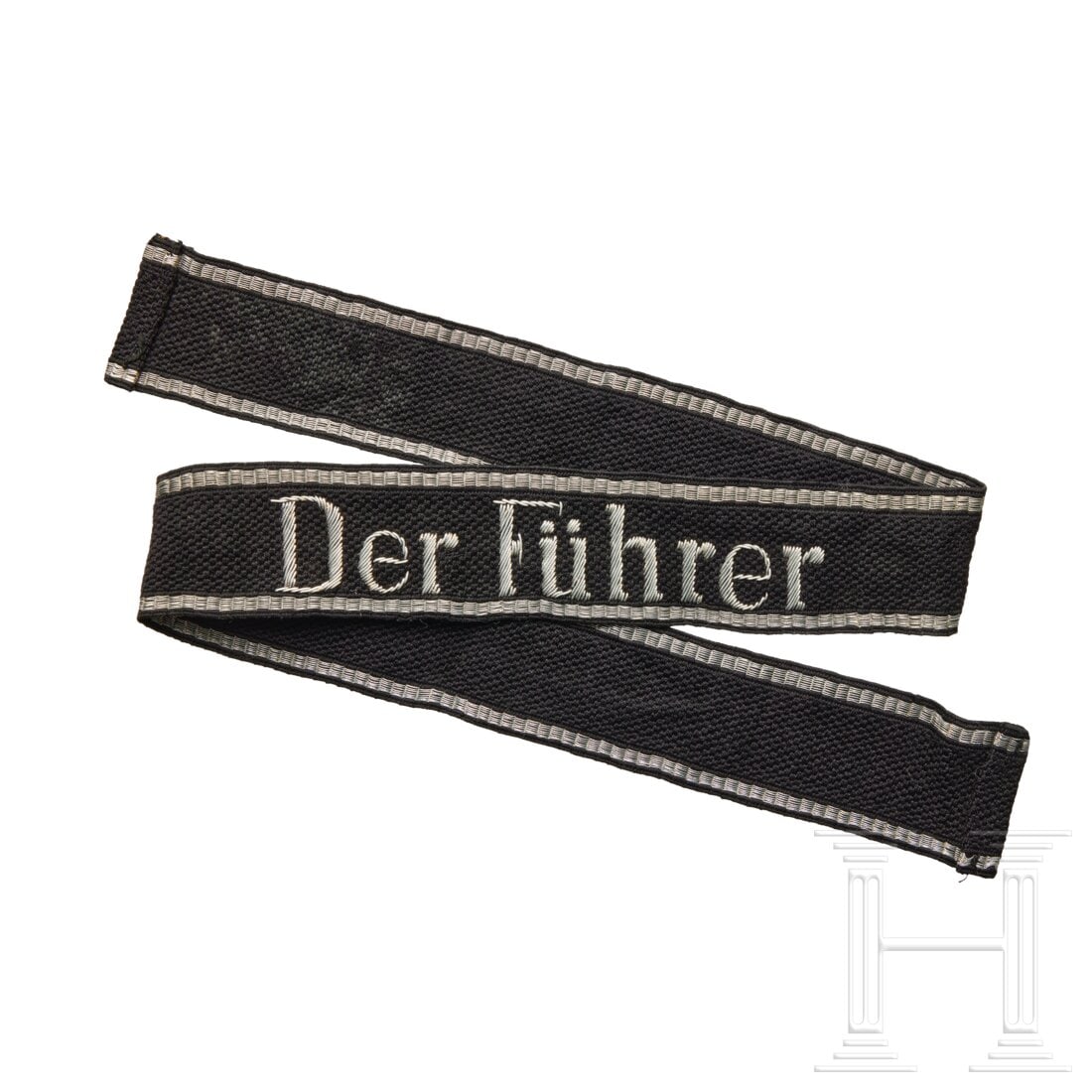 A Cufftitle for SS-Panzer- Grenadier-Regiment "Der FÃ¼hrer", Officer: A Cufftitle for SS-Panzer- Grenadier-Regiment "Der FÃ¼hrer", OfficerBlack band with silver-aluminum 7-thread borders, at centre "Der FÃ¼hrer" embroidered in silver-aluminum Latin script. Finished 