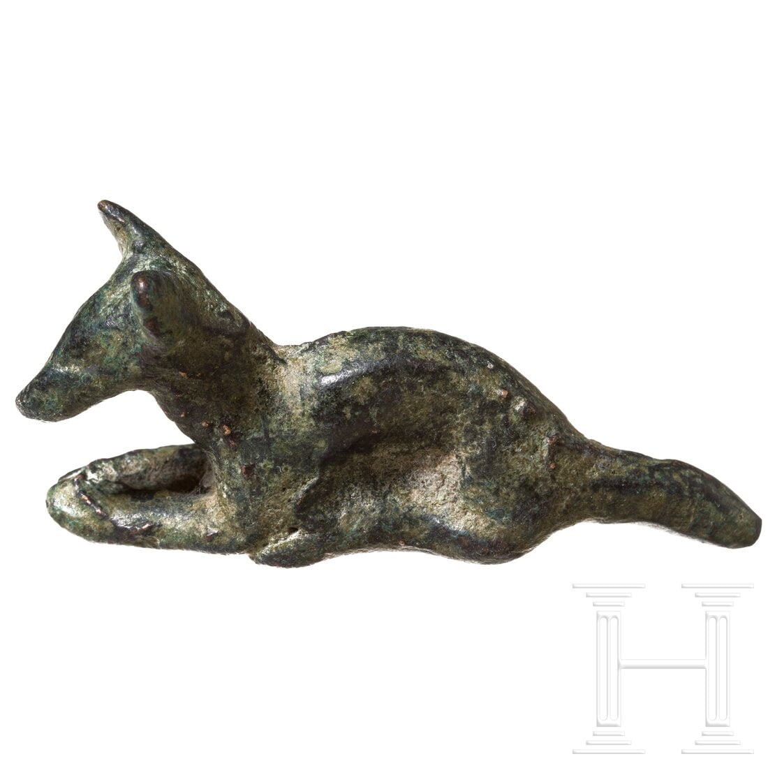 A Roman bronze sculpture of a crouching dog, 2nd - 3rd century (1 of 4)