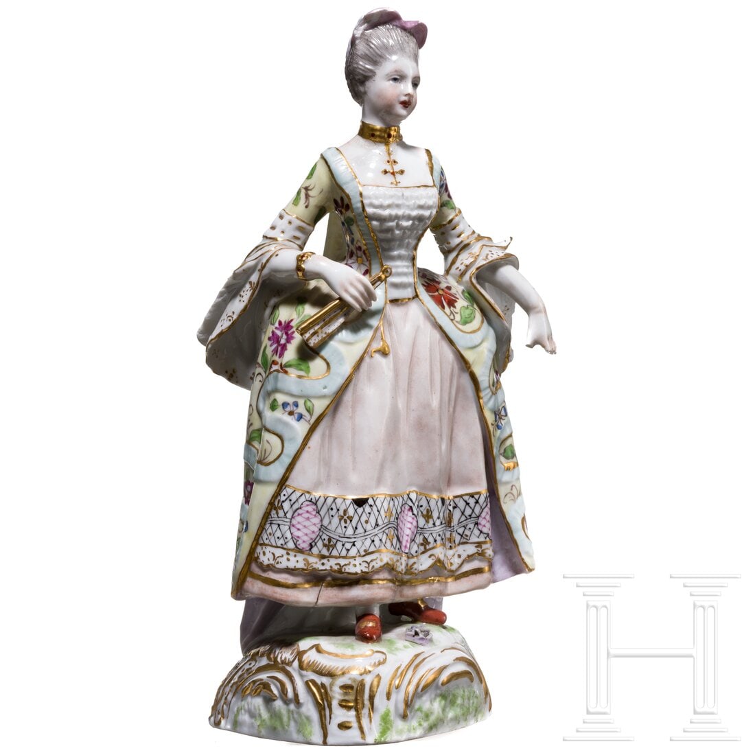 A German porcelain figure showing a Rococo lady, circa 1900 (1 of 5)