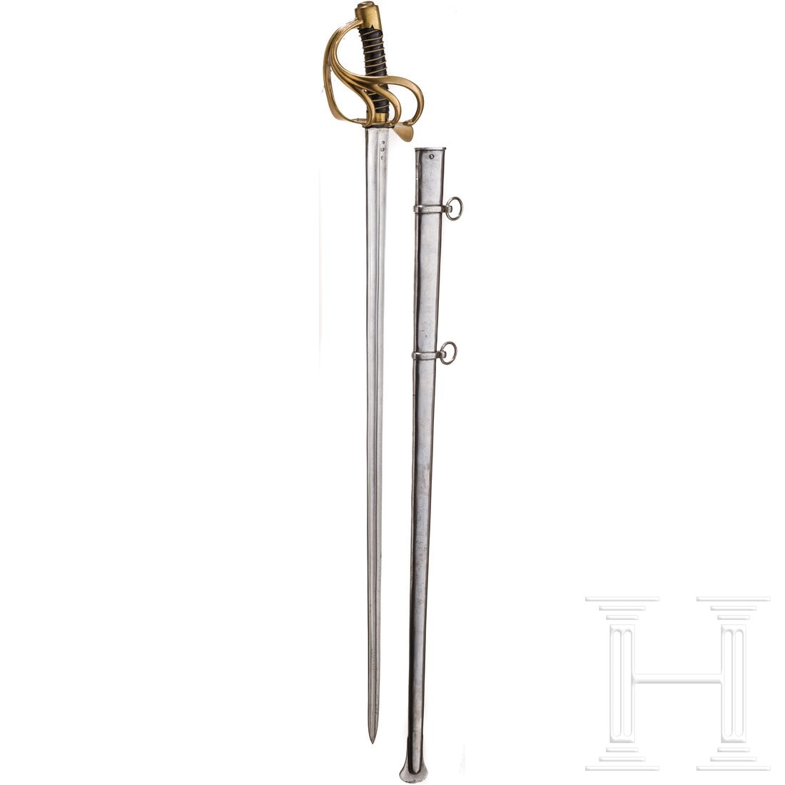 A pallash M an XI for cuirassier troopers: A pallash M an XI for cuirassier troopersGute Replik bzw. Sammleranfertigung. Gerade, beidseitig doppelt gekehlte Rückenklinge, auf dem Rücken die Herstellerbezeichnung "Mfture Imple du Klingenthal 