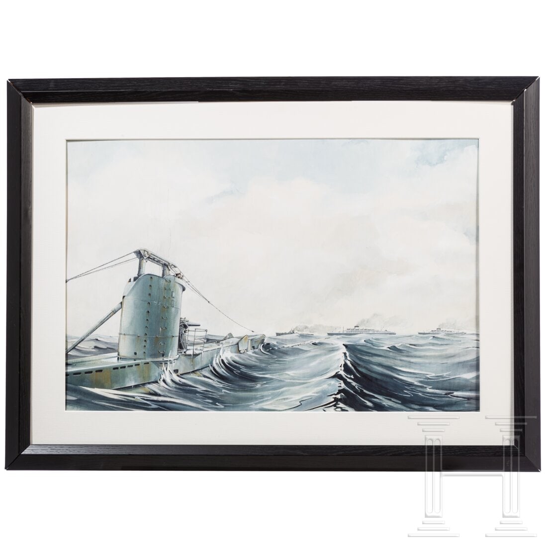 A watercolour "Submarine Attack" (1 of 3)