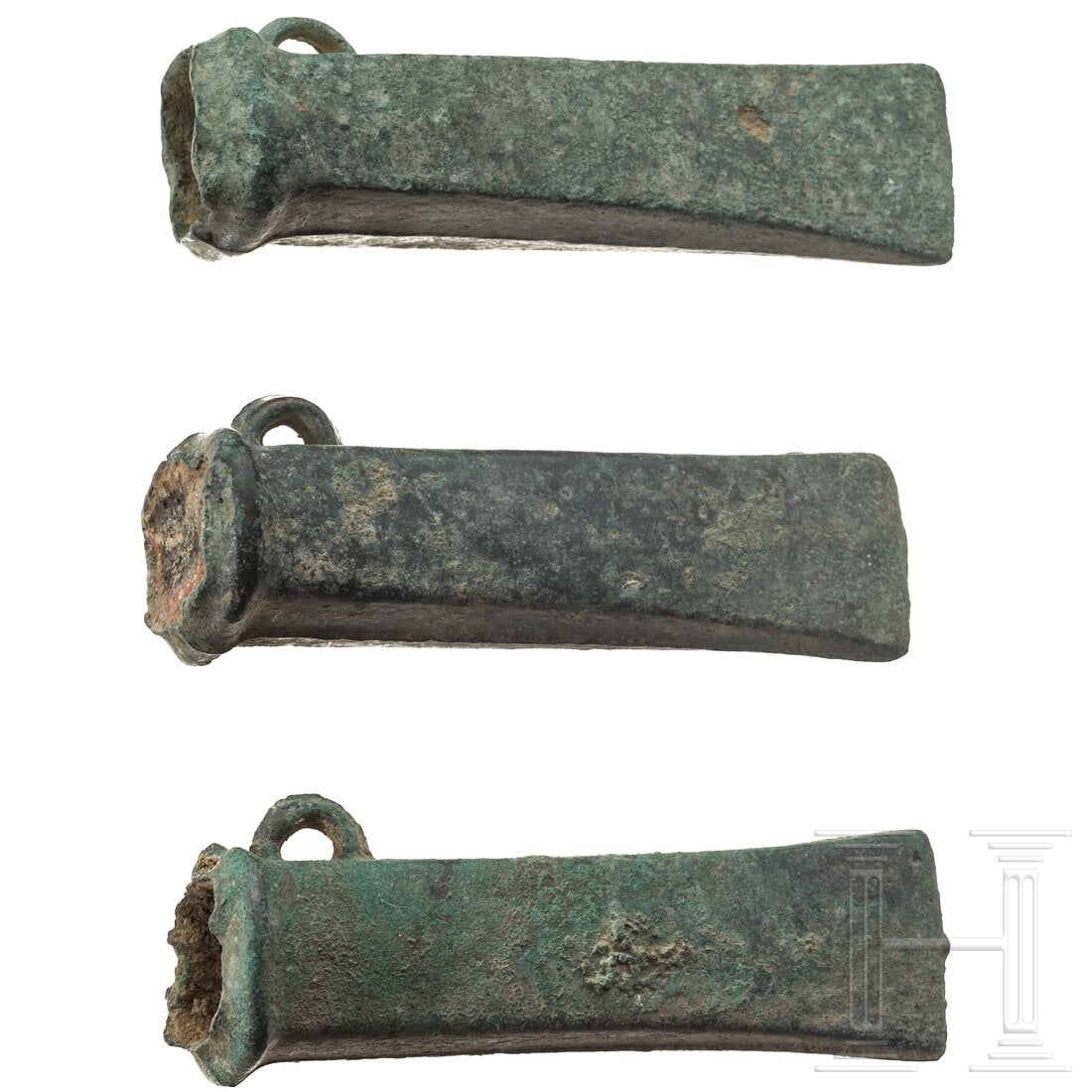 Three Breton bronze axes type Dahouet, late Bronze Age to early Iron Age of western Europe, 10th - (1 of 3)