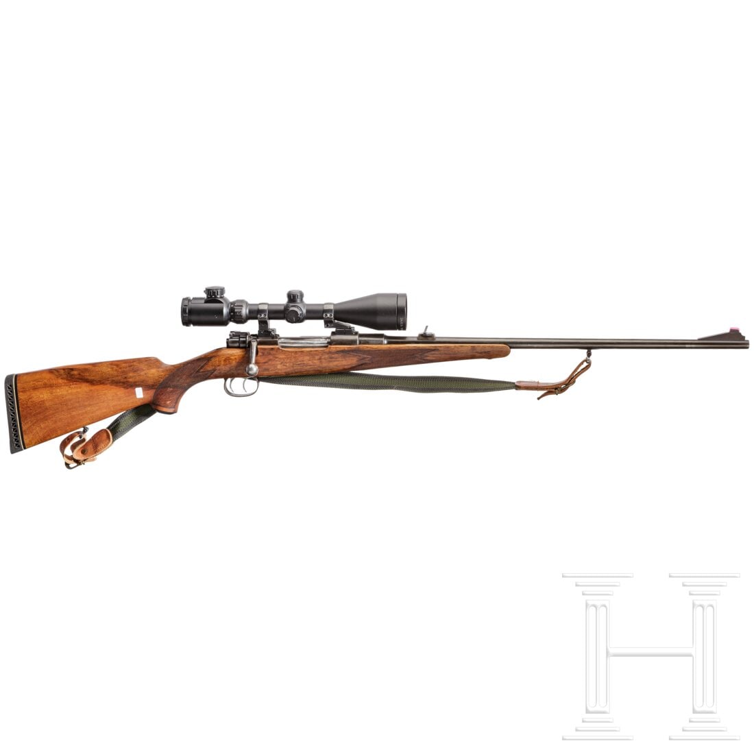 A Mod. 98 rifle by Schmidt, Bayreuth, with a Truglo scope: A Mod. 98 rifle by Schmidt, Bayreuth, with a Truglo scopeCal. 7x64, SN. 12005, blanker Lauf, Länge 60 cm. Deutscher Beschuss 2002. Drückjagdvisierung mit gelb eingelegter Standkimme und rotem Fiberg