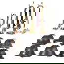 Six steel helmets and four signal trumpets
