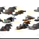 Five international helmets and four caps, 20th century
