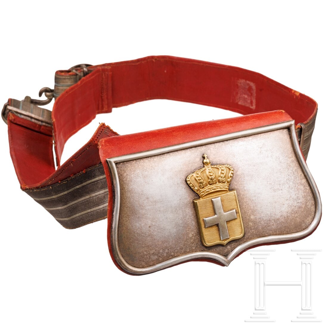 A Greek cartouche box and belt, 19th/20th century (1 of 2)