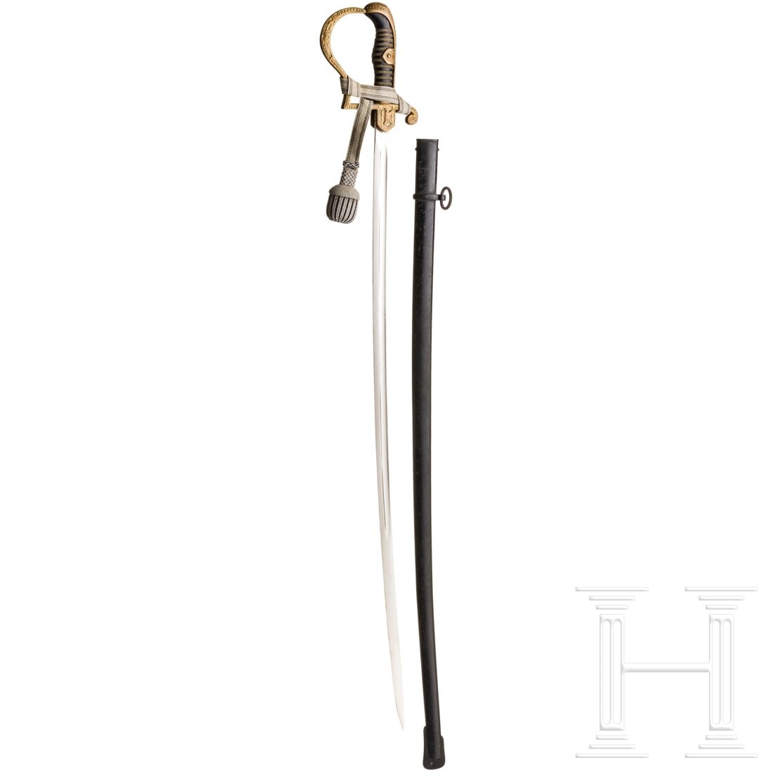 A "Derfflinger" sabre for officers of the army, model number 1735 from the Eickhorn "Field Marshal": A "Derfflinger" sabre for officers of the army, model number 1735 from the Eickhorn "Field Marshal" seriesVernickelte Klinge (minimal fleckig) mit Herstellerlogo auf der Fehlschärfe. Das Bügelgefä�
