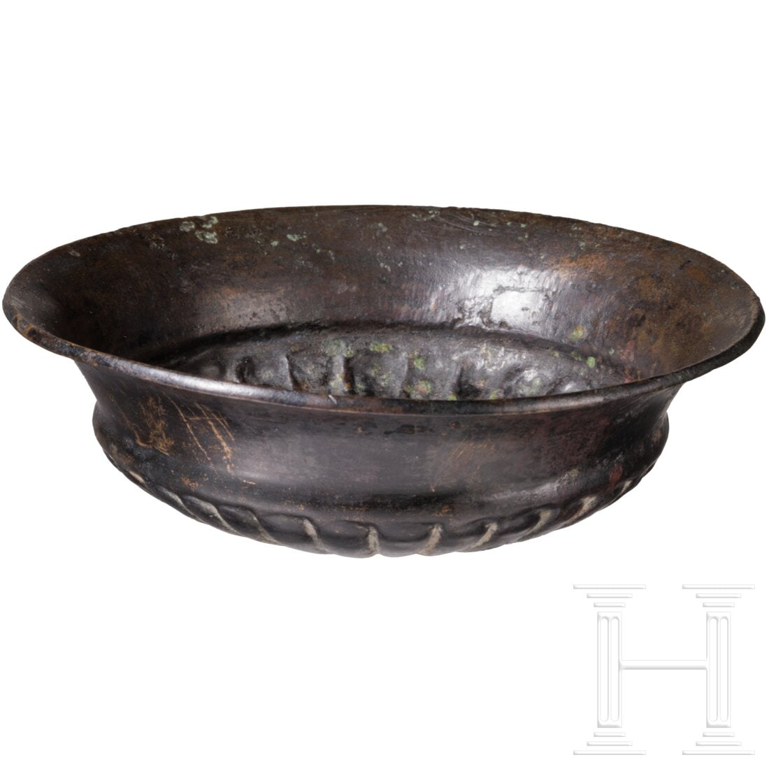 A Greek bronze sacrificial bowl, 5th century B.C. (1 of 3)