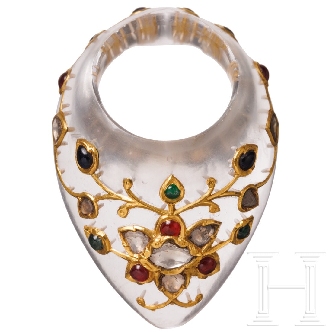 An Indian gem-set archer's ring made of rock crystal, 19th century (1 of 3)