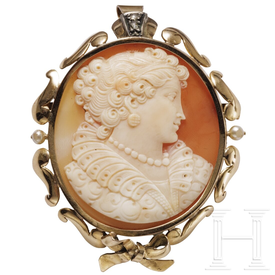 An antique shell cameo with 18ct gold-mounting, circa 1850 (1 of 2)