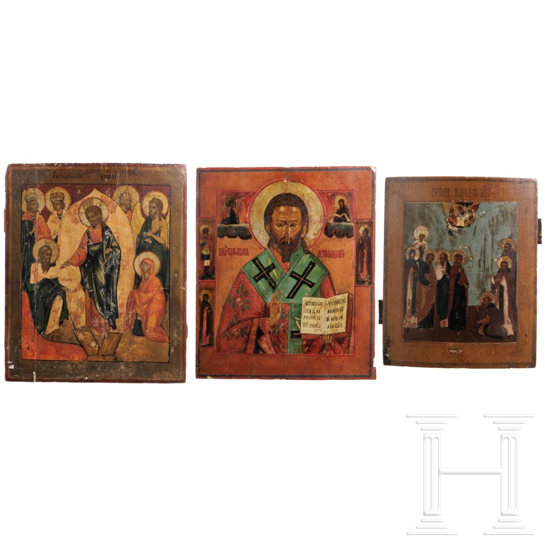 Three Russian icons - The Appearance of the Mother of God to the Venerable Sergiy Radonezh, Saint (1 of 4)