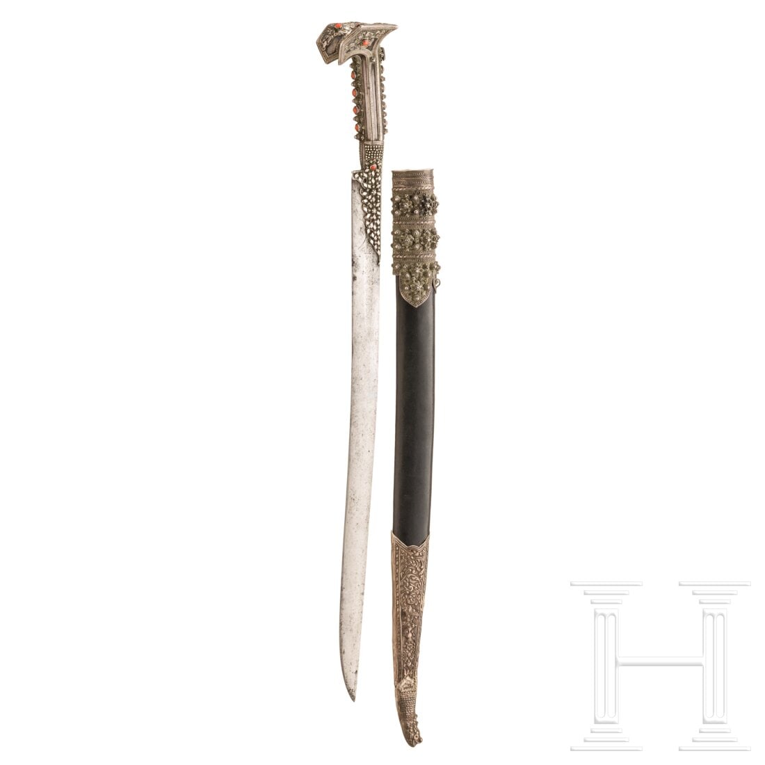 A silver mounted Greek yatagan with older European blade, circa 1820 (1 of 6)